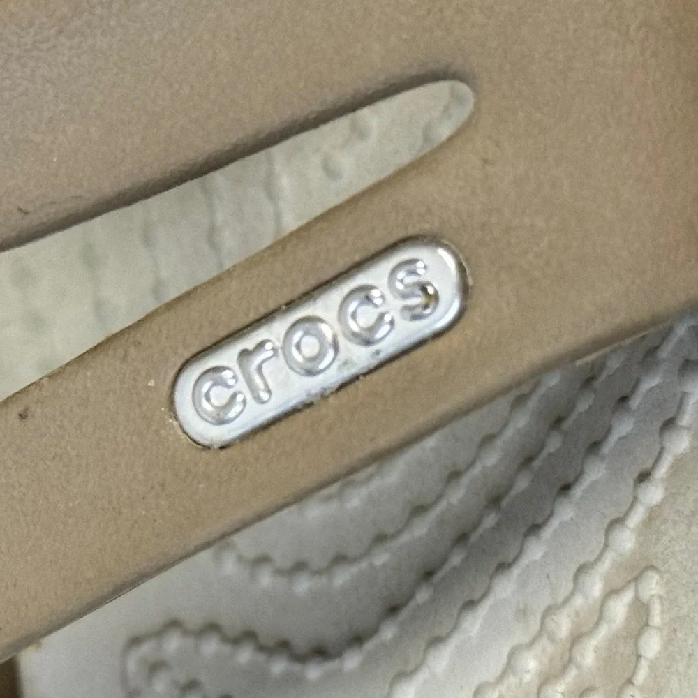 Crocs Patricia Wedge Sandals Womens 7 Khaki Brown Stucco Multi Strap Slides